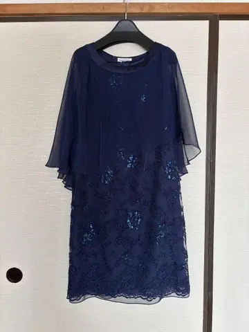 네이비 플레어 슬리브 드레스 결혼식 MARIKO KOHGA 38 M