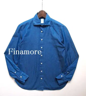 Finamore 피나모레 컷어웨이 긴팔 셔츠 NAVY 인디고 계열