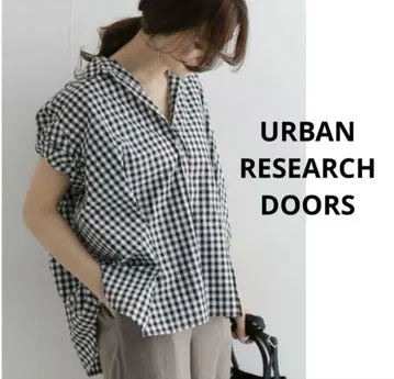 URBAN RESEARCH DOORS 반팔 와이드 턱 셔츠