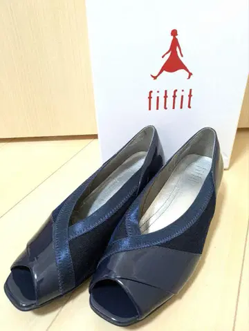 fitfit 오픈토 웨지 힐 샌들 펌프스 네이비 24