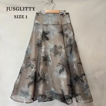 JUSGLITTY 저스길리티 시어 플로키 프린트 스커트