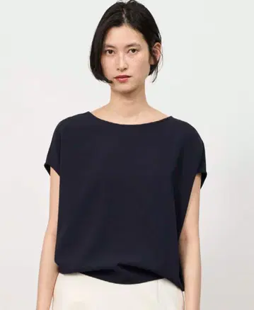 소주 숏 슬리브 코쿤 블라우스 네이비 XS