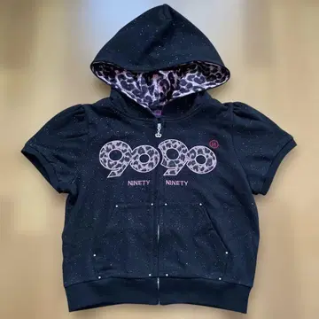 9090 OG 로고 글리터 하프 지퍼 후드 티셔츠 M