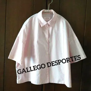 GALLEGO DESPORTES 핑크 스트라이프 와이드 블라우스 숏 기장