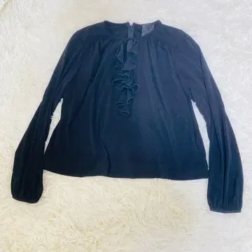 안나수이 ANNA SUI 셔츠 XL 프릴 태국 블랙 신축성 스트레치