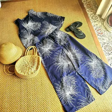 유카타 리메이크 유카타 옷감으로 셋업, 느긋한 플레어 셋업