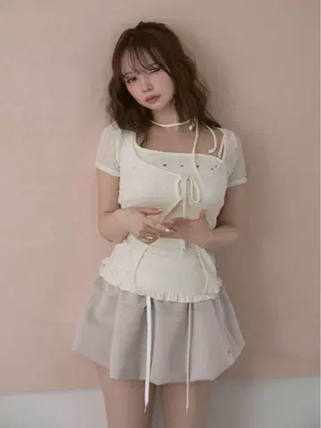 andmary Claire 세트 탑 아이보리 아이보리