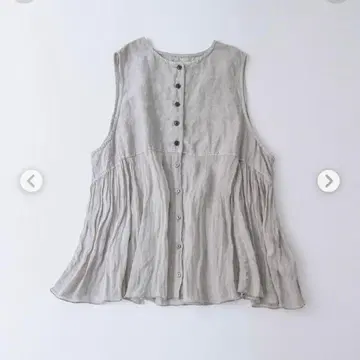 nest Robe 린넨 인디고 잉크 염색 슬리브리스 블라우스