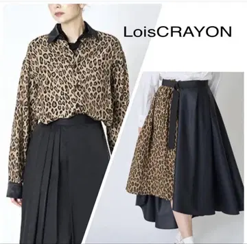 LoisCRAYON 레오파드 셔츠와 스커트 셋업