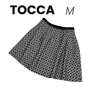 새상품급 TOCCA M 사이즈 하운드투스 체크 스커트 포켓 부착 모노톤