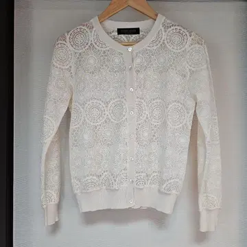 UNITED ARROWS 시스루 니트 베이지 가디건 레이스 냉방병 예방