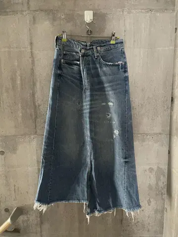 자라 크러쉬 데님 롱 스커트