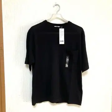 Uniqlo U 크루넥 스웨터 반팔, 블랙, L 사이즈