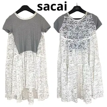 [미사용급] 사카이 sacai 레이스 절개 플레어 원피스 앞뒤 2way