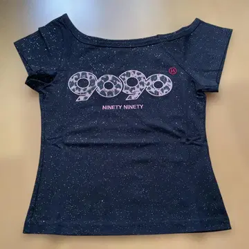 9090 girl OG 로고 오프 숄더 글리터 T