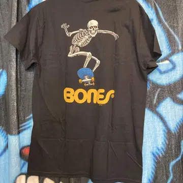 BONES 스켈레톤 디자인 티셔츠 블랙 M 사이즈 파웰