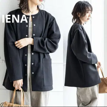 컨디션 최상 IENA 소매 턱 종이상자 스냅 가디건 블랙 2022SS