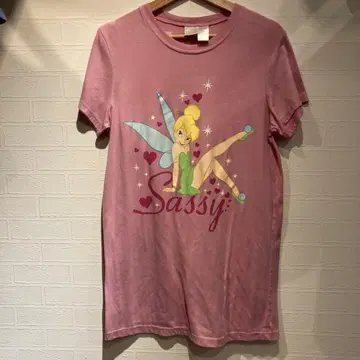 팅커벨 디즈니 Disney 티셔츠 반팔 반팔 셔츠 핑크 M