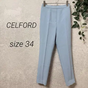 새상품급 CELFORD 심플 테이퍼드 팬츠 (34) 스카이블루