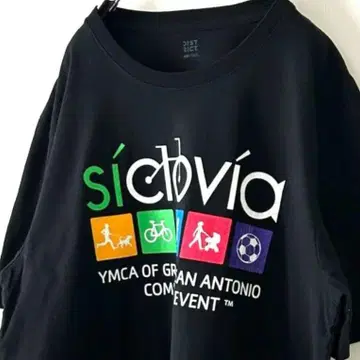 디스트릭트 sielovia YMCA 티셔츠 L 블랙 검정 구제 의류