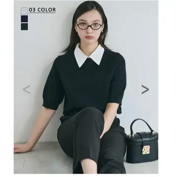 BASEMENT ONLINE MAAYA DESIGN 카라 부착 반팔 니트