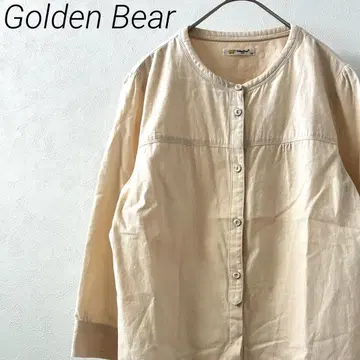 Golden Bear 셔츠 노카라 7부 소매 로고 자수 심플 겉옷