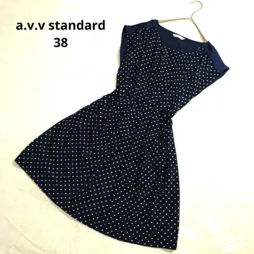 a.v.v 슬리브리스 원피스 도트 절개 시어 네이비 38