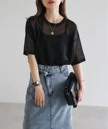 블랙 메쉬 티셔츠 반팔