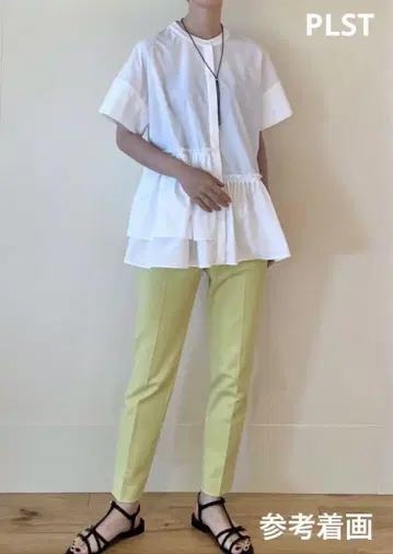PLST 비대칭 플럼 블라우스 프릴 튜닉