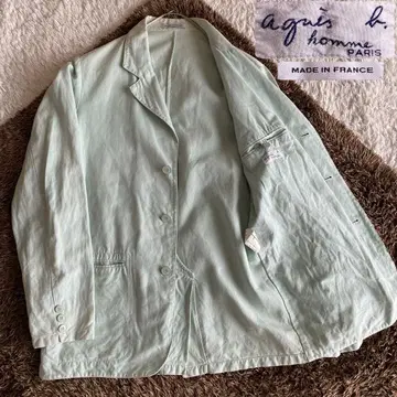 90s/XL 애니에스베옴 린넨 자켓 프랑스제 화이트 택 그린