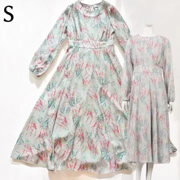 꽃무늬 원피스 롱 긴팔 올 패턴 라이트 그레이 36 S TONAL