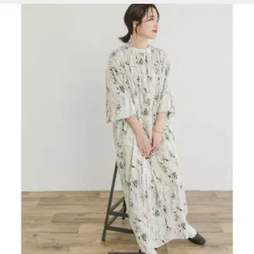 URBANRESEARCH ITEMS 하이넥 프린트 원피스 화이트
