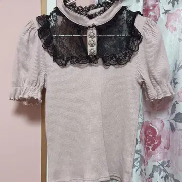 앙크루즈 핑크 레이스 블라우스