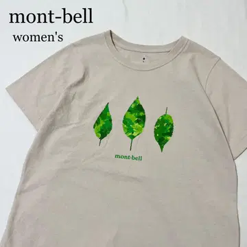 mont-bell 리프 프린트 잎 아트 티셔츠 베이지 여성용