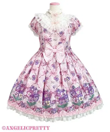 Angelic pretty Lacy Pansy 원피스 핑크 세트