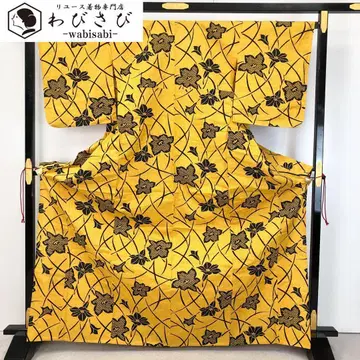 여름 기모노 유카타 꽃 무늬 진한 달걀색 톨 사이즈 K-4506
