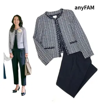 새상품급 anyFAM 셋업 팬시 라메 트위드 스트레치 팬츠 1