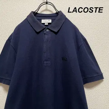 LACOSTE/라코스테 피케 셔츠 네이비 원포인트 자수 로고