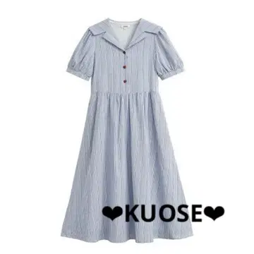 KOUSE 쿠오세 스트라이프 반팔 롱 원피스 s