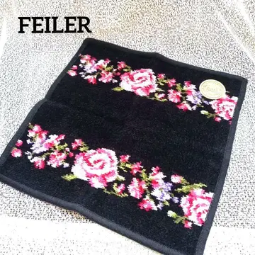 FEILER 꽃무늬 손수건 블랙