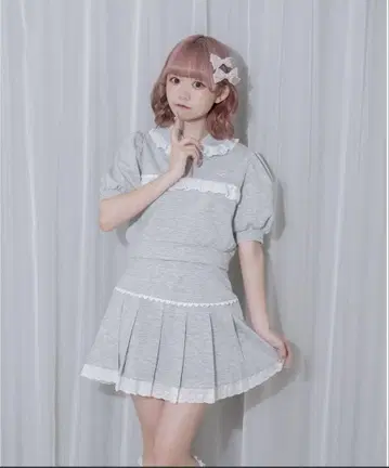 허니시나몬 허니시나몬 코튼 레이스 하프 지퍼 세트