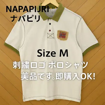 NAPAPIJRI 나파피리 피케 셔츠 M 상당 자수 화이트