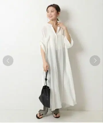 Spick & Span 와셔 맥시 볼륨 원피스 화이트