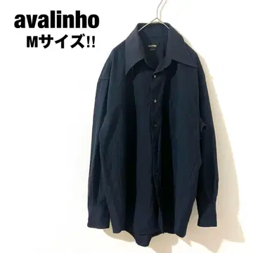 avalinho 구제 의류 빈티지 긴팔 셔츠 무지 심플 네이비 M 남성용
