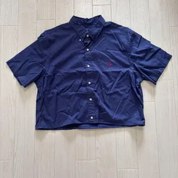 90s Ralph Lauren 짧은 셔츠 XL 네이비