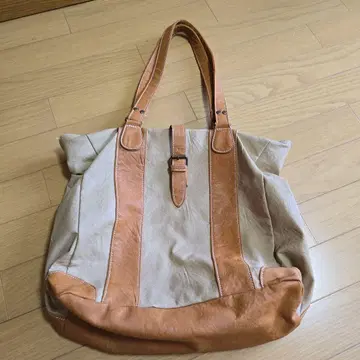 가죽 토트백 베이지 오렌지