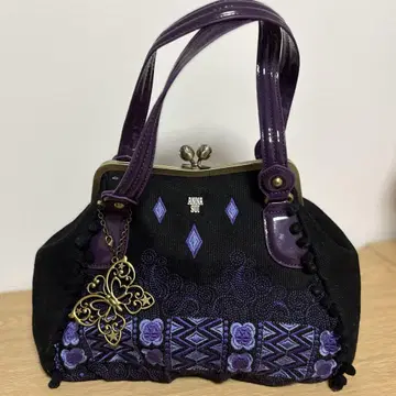 ANNA SUI 가마구치 핸드백 버터플라이 참 보라색 안나수이