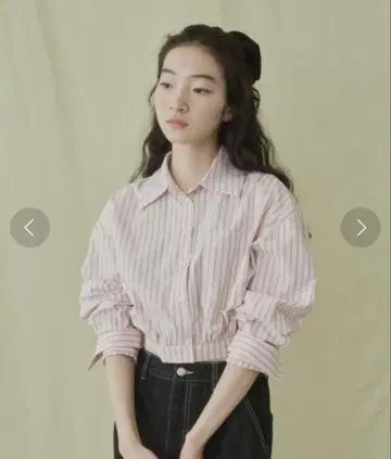 GIUNON 로고 스트라이프 크롭 셔츠