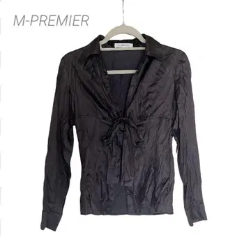 M-PREMIER 블랙 긴팔 셔츠 여성용 블라우스 리본 엠프리미어