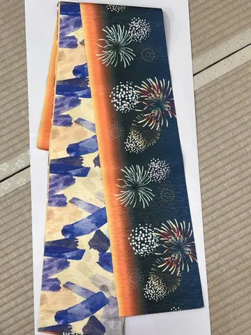 반폭 오비 소포장 양면 불꽃놀이 패턴